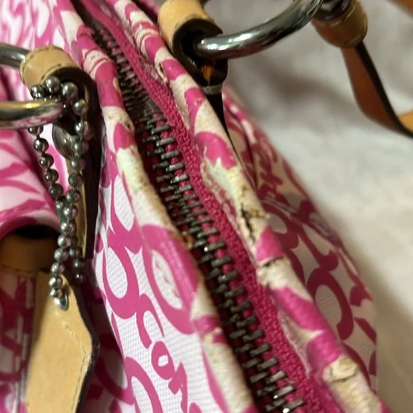 COACH Op Art Jacquard Pink Two Way Shoulder Bag and Crossbody Combo - Picture 8 of 16